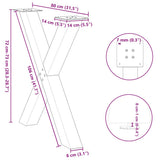 Dining Table Legs X-Shaped 2 pcs Black 80x(72-73) cm Steel