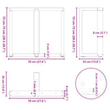 Dining Table Legs T-Shaped? pcs Black 70x35x(72-73) cm Steel