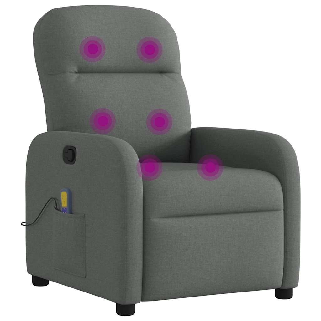 Massage Recliner Chair Dark Grey Fabric