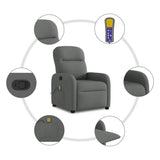Massage Recliner Chair Dark Grey Fabric - Low Angle