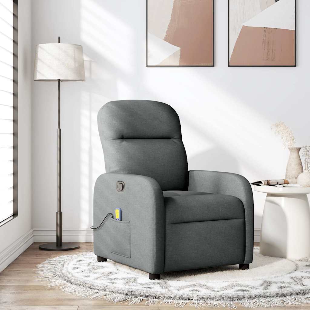 Massage Recliner Chair Dark Grey Fabric