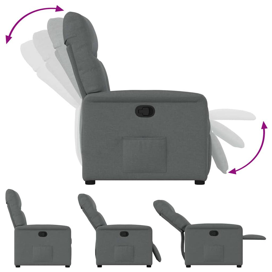 Recliner Chair Dark Grey Fabric