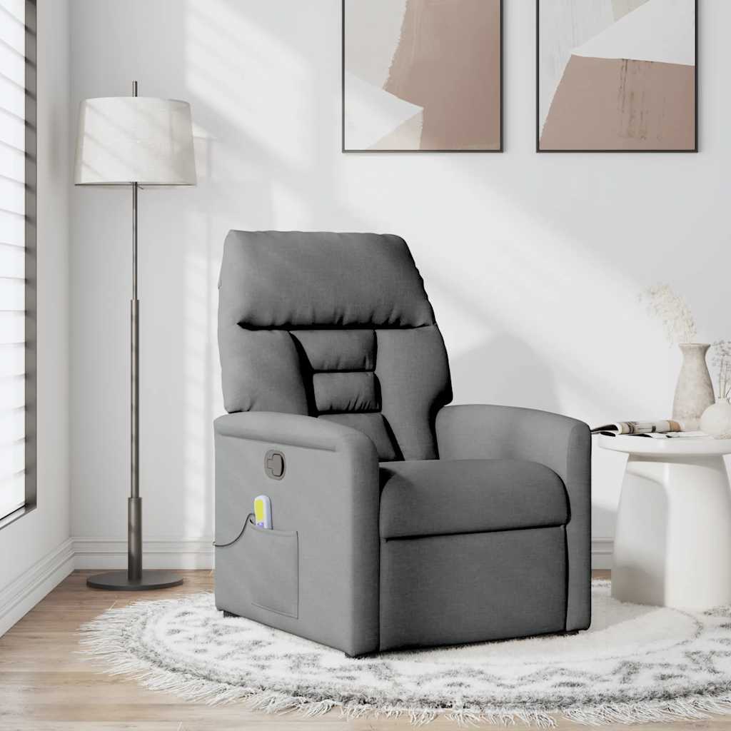 Massage Recliner Chair Dark Grey Fabric