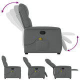 Massage Recliner Chair Dark Grey Fabric - Rear View