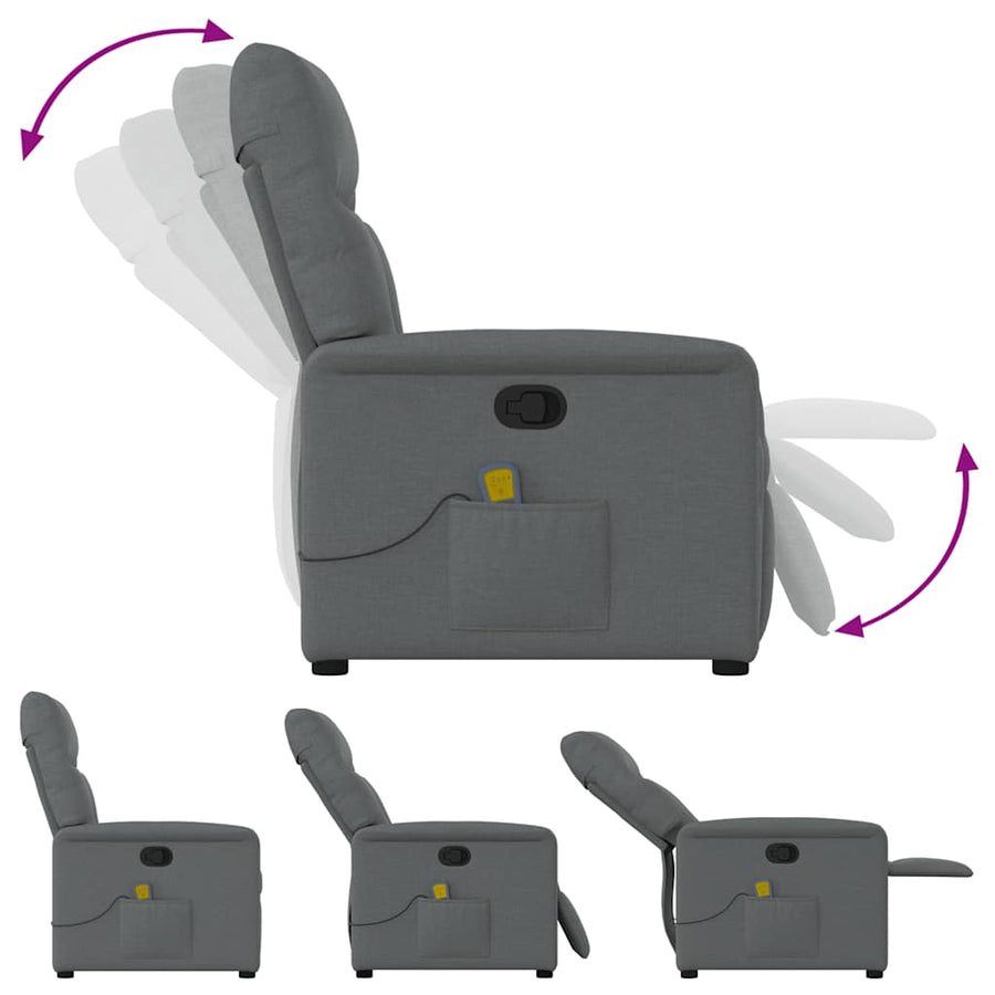 Massage Recliner Chair Dark Grey Fabric