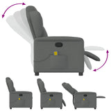 Massage Recliner Chair Dark Grey Fabric - Rear View