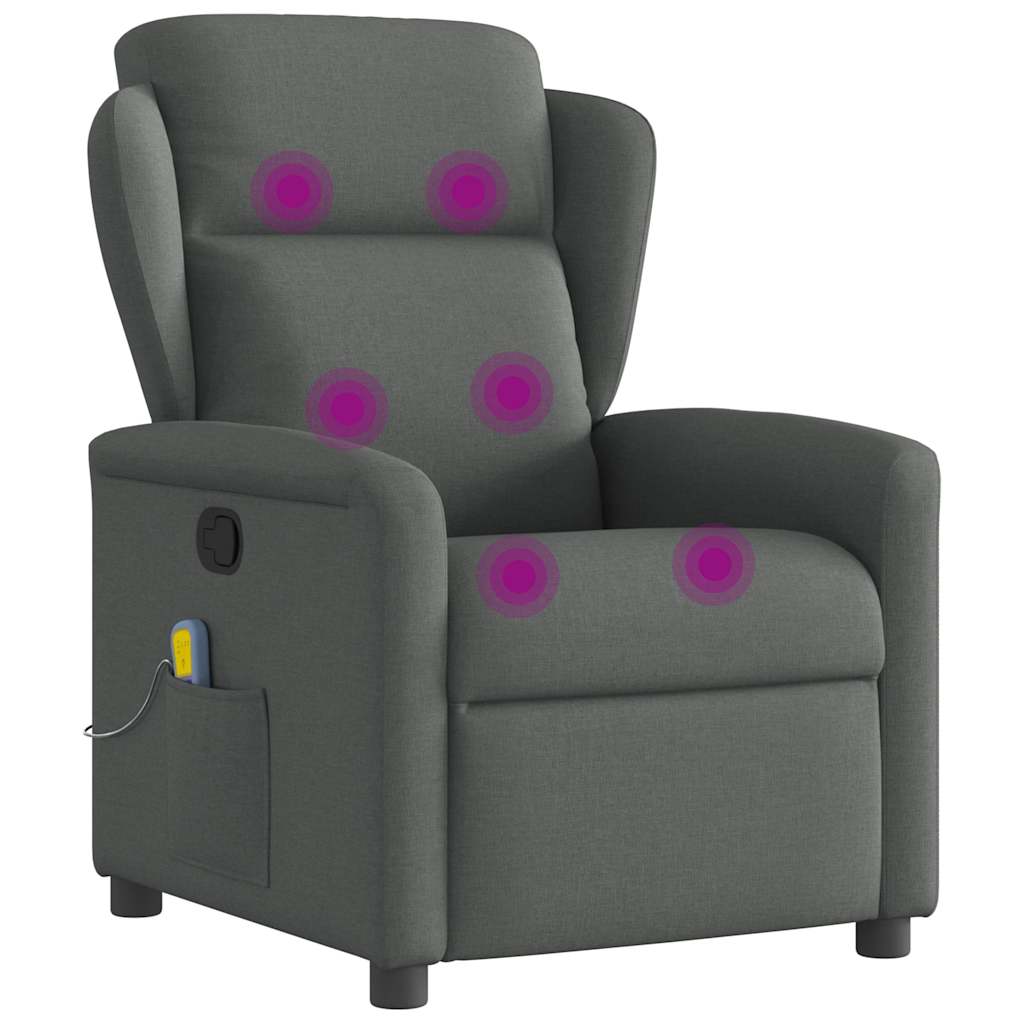 Massage Recliner Chair Dark Grey Fabric
