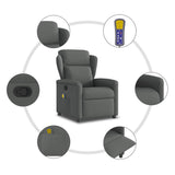 Massage Recliner Chair Dark Grey Fabric - Low Angle