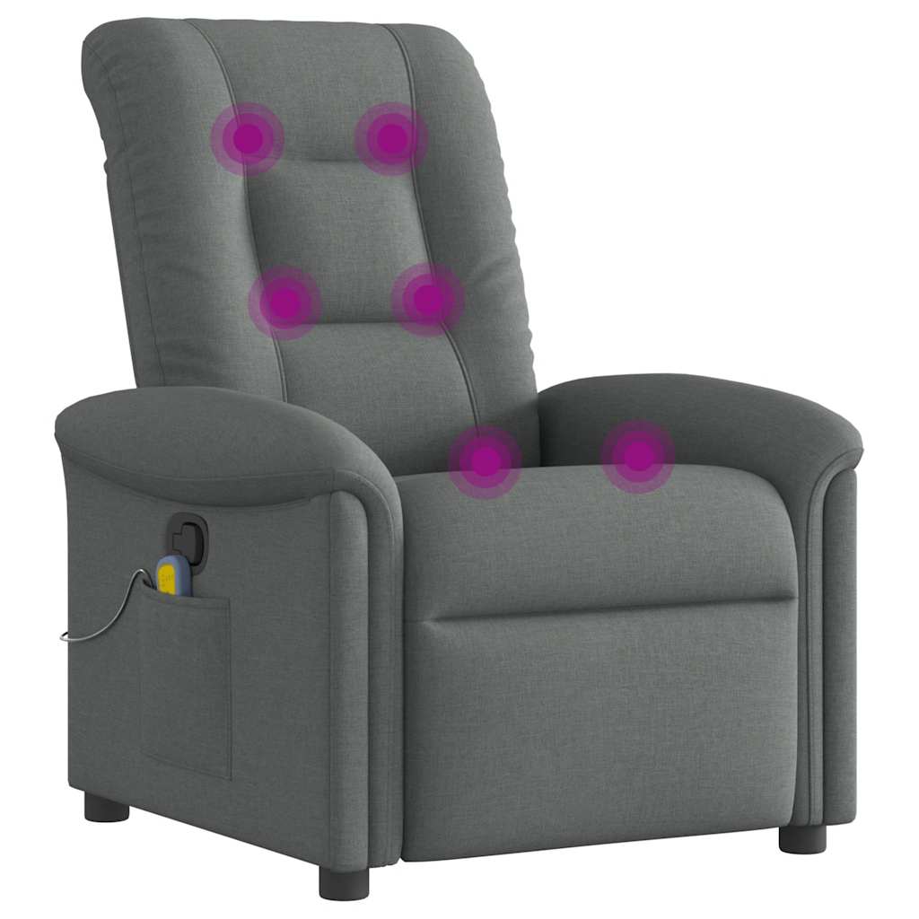 Massage Recliner Chair Dark Grey Fabric