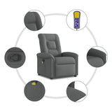 Massage Recliner Chair Dark Grey Fabric - Low Angle