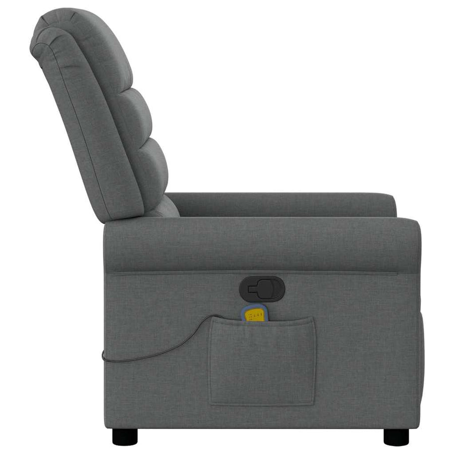 Massage Recliner Chair Dark Grey Fabric