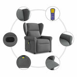 Massage Recliner Chair Dark Grey Fabric - Low Angle