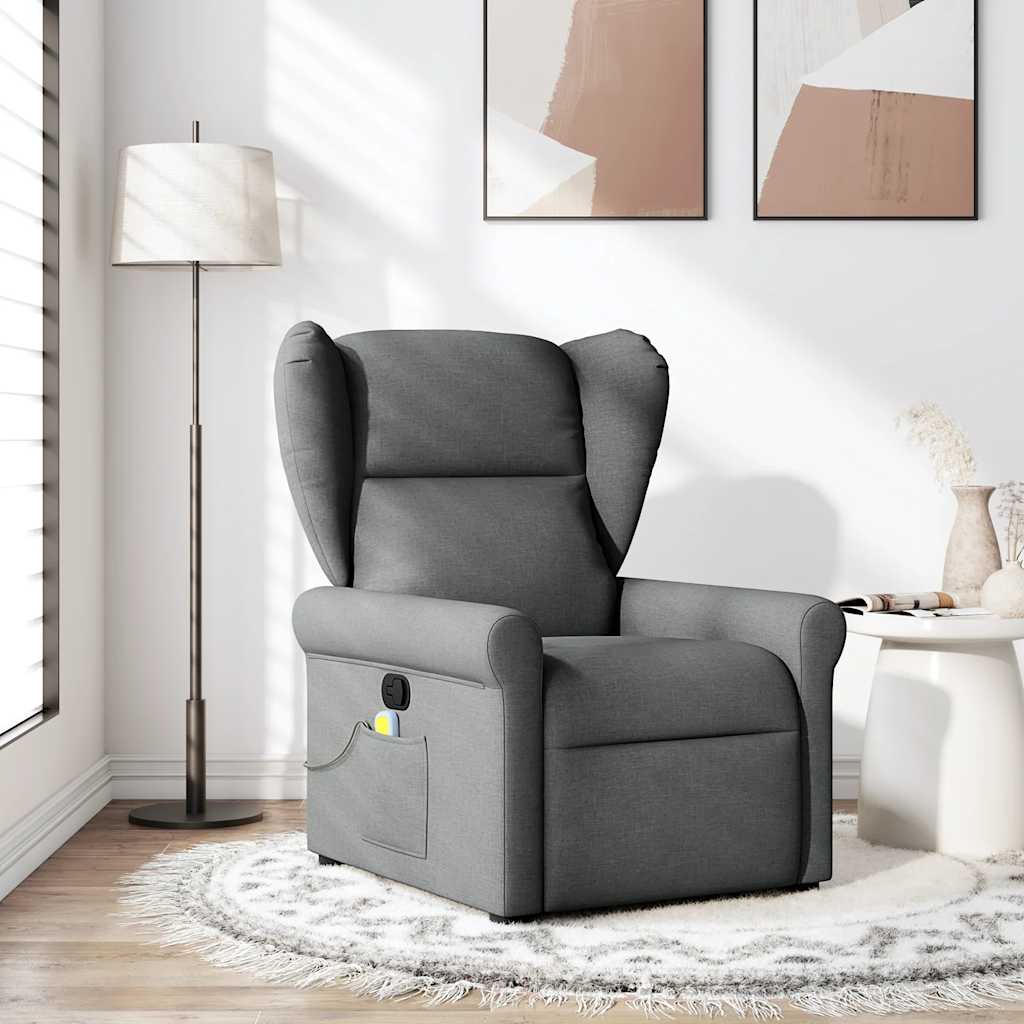 Massage Recliner Chair Dark Grey Fabric
