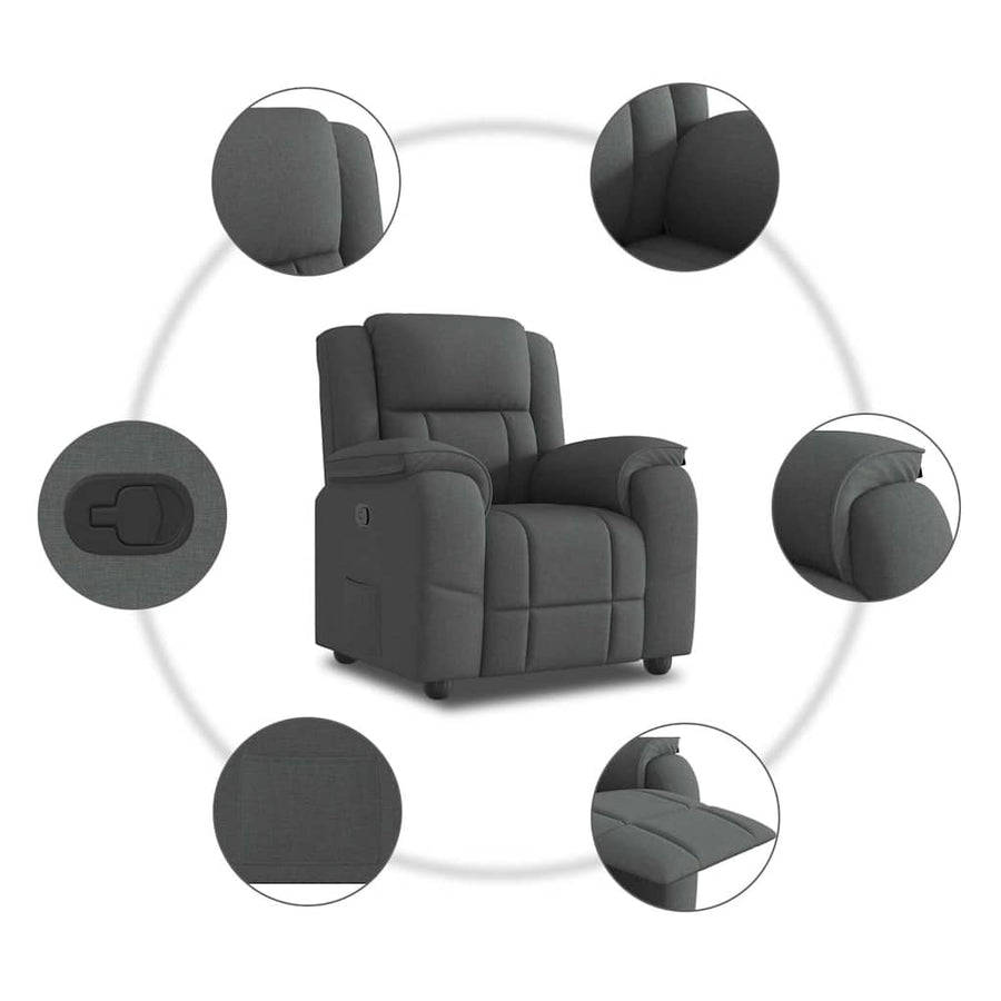 Recliner Chair Dark Grey Fabric
