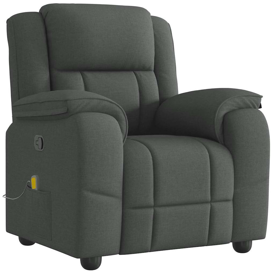 Massage Recliner Chair Dark Grey Fabric