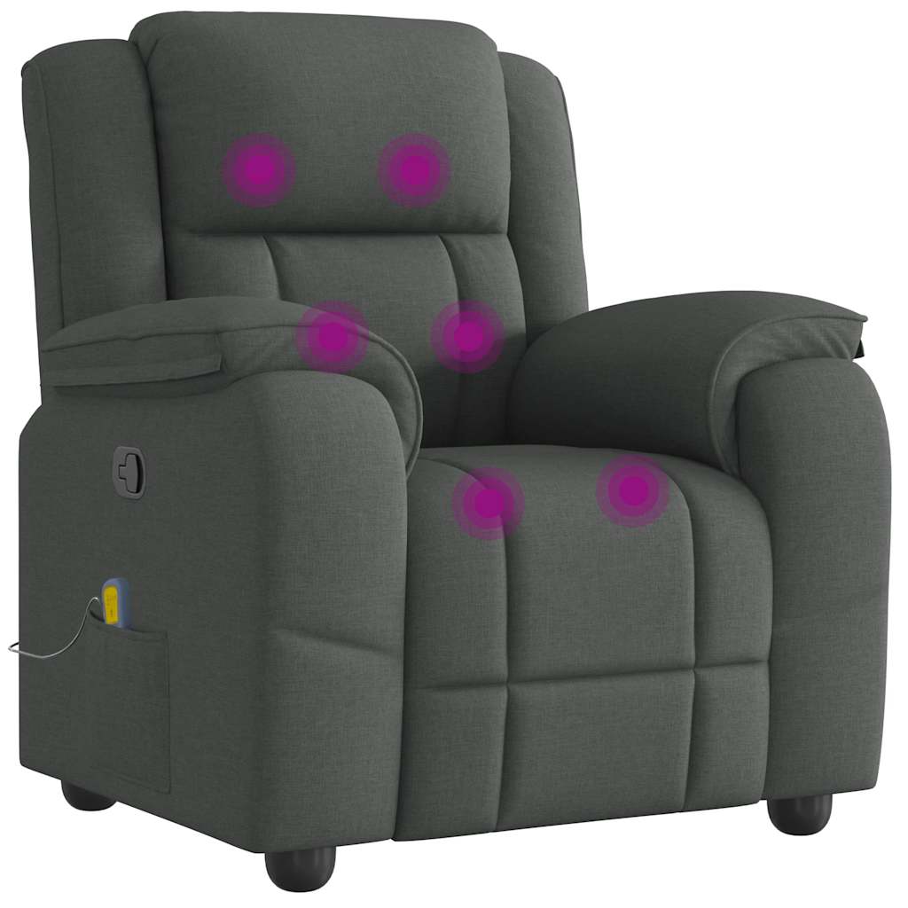 Massage Recliner Chair Dark Grey Fabric