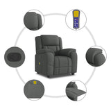 Massage Recliner Chair Dark Grey Fabric - Low Angle