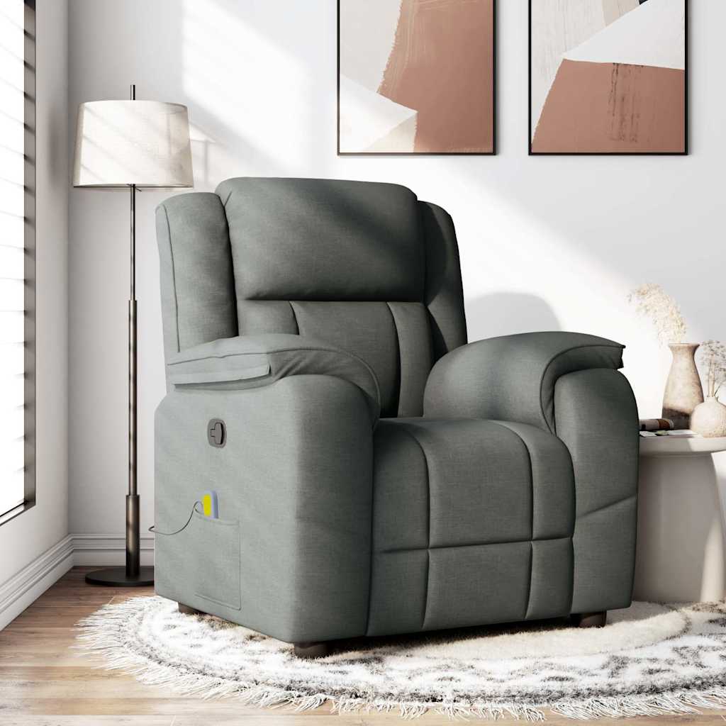 Massage Recliner Chair Dark Grey Fabric