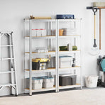 5-Layer Storage Shelves 2 pcs Silver Steel&Engineered Wood