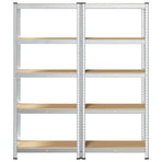 5-Layer Storage Shelves 2 pcs Silver Steel&Engineered Wood