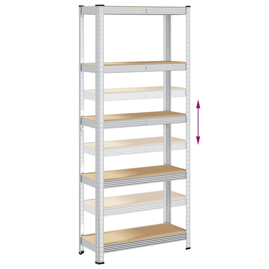5-Layer Storage Shelves 2 pcs Silver Steel&Engineered Wood