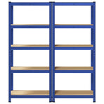 5-Layer Storage Shelves 2 pcs Blue Steel&Engineered Wood
