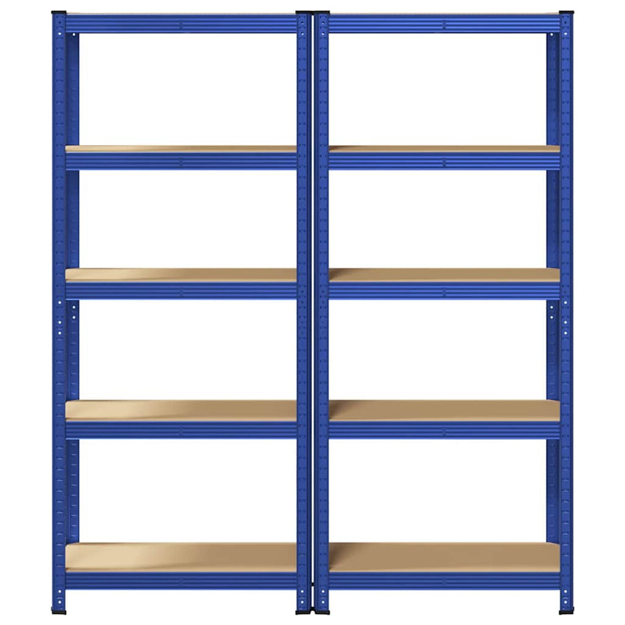 5-Layer Storage Shelves 2 pcs Blue Steel&Engineered Wood