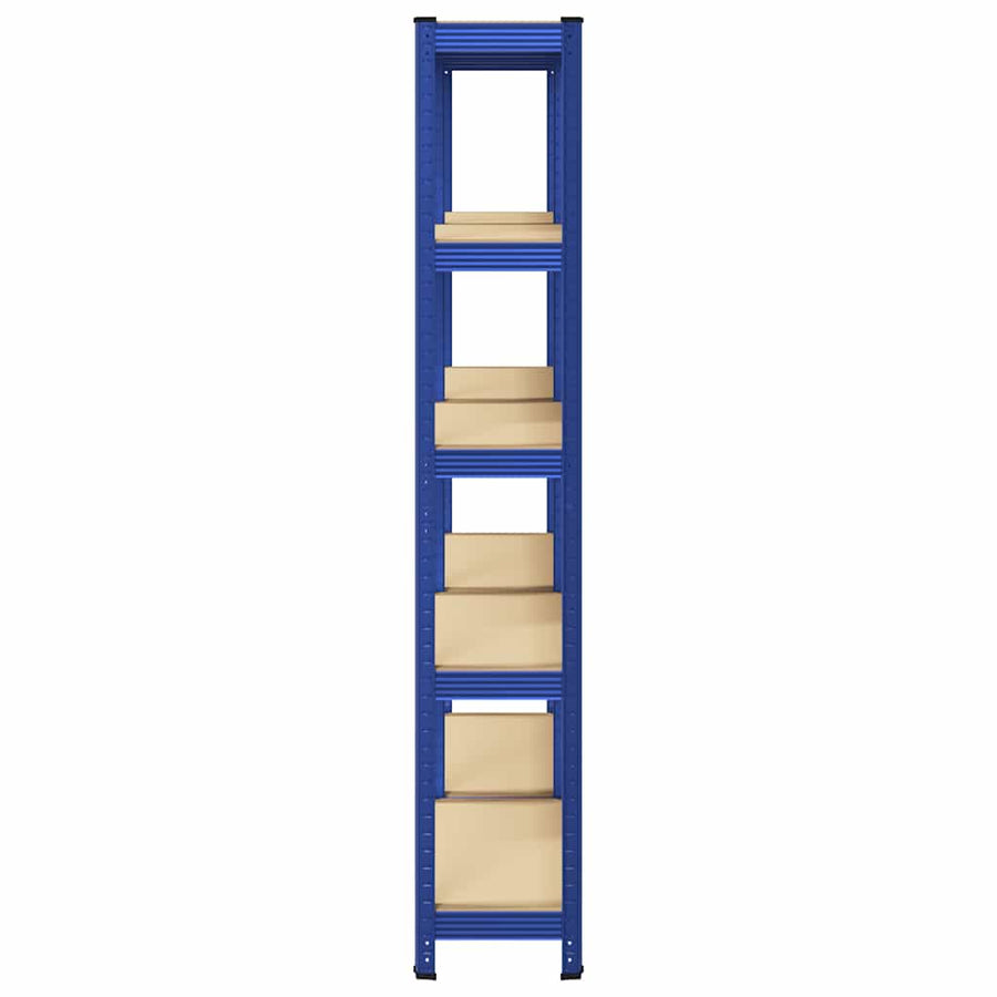 5-Layer Storage Shelves 2 pcs Blue Steel&Engineered Wood