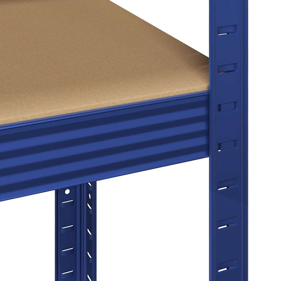 5-Layer Storage Shelves 2 pcs Blue Steel&Engineered Wood