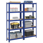 5-Layer Storage Shelves 2 pcs Blue Steel&Engineered Wood