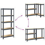 5-Layer Storage Shelves 2 pcs Anthracite Steel&Engineered Wood - Front View