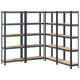 5-Layer Storage Shelves 4 pcs Anthracite Steel&Engineered Wood - Front View