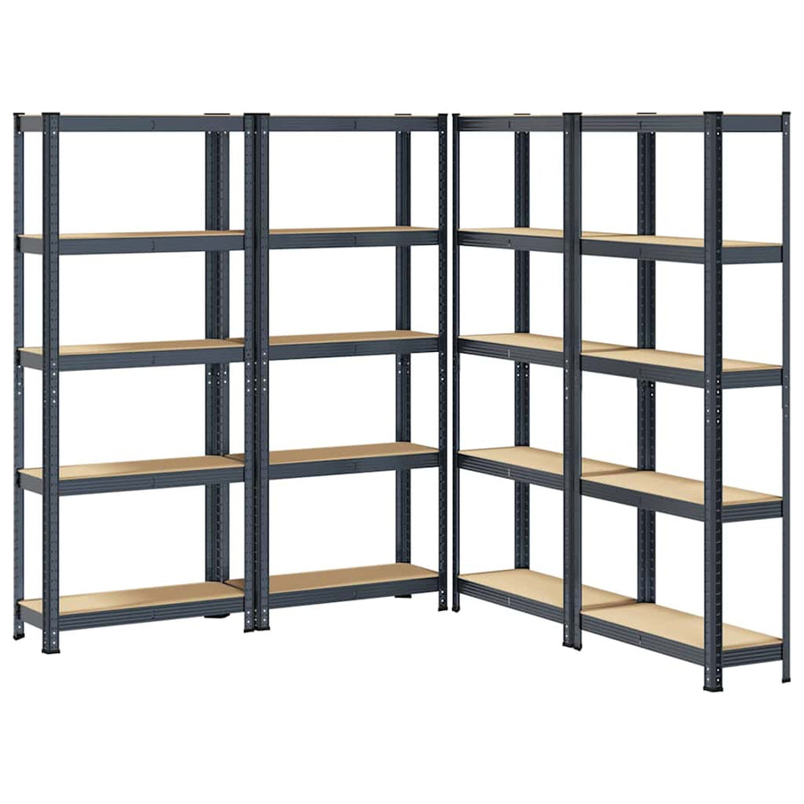 5-Layer Storage Shelves 4 pcs Anthracite Steel&Engineered Wood