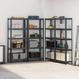 5-Layer Storage Shelves 4 pcs Anthracite Steel&Engineered Wood - Side View