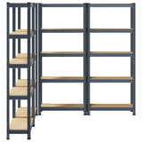 5-Layer Storage Shelves 4 pcs Anthracite Steel&Engineered Wood - 45-Degree Angle