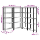 5-Layer Storage Shelves 4 pcs Anthracite Steel&Engineered Wood - Extra Image
