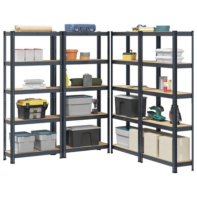 5-Layer Storage Shelves 4 pcs Anthracite Steel&Engineered Wood