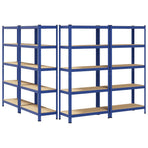 5-Layer Storage Shelves 4 pcs Blue Steel&Engineered Wood