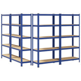 5-Layer Storage Shelves 4 pcs Blue Steel&Engineered Wood - Side View