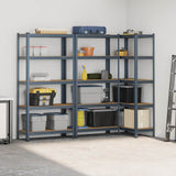 5-Layer Storage Shelves 3 pcs Anthracite Steel&Engineered Wood - Front View