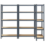 5-Layer Storage Shelves 3 pcs Anthracite Steel&Engineered Wood - Side View