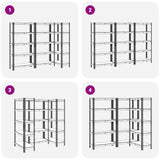 5-Layer Storage Shelves 3 pcs Anthracite Steel&Engineered Wood - 45-Degree Angle