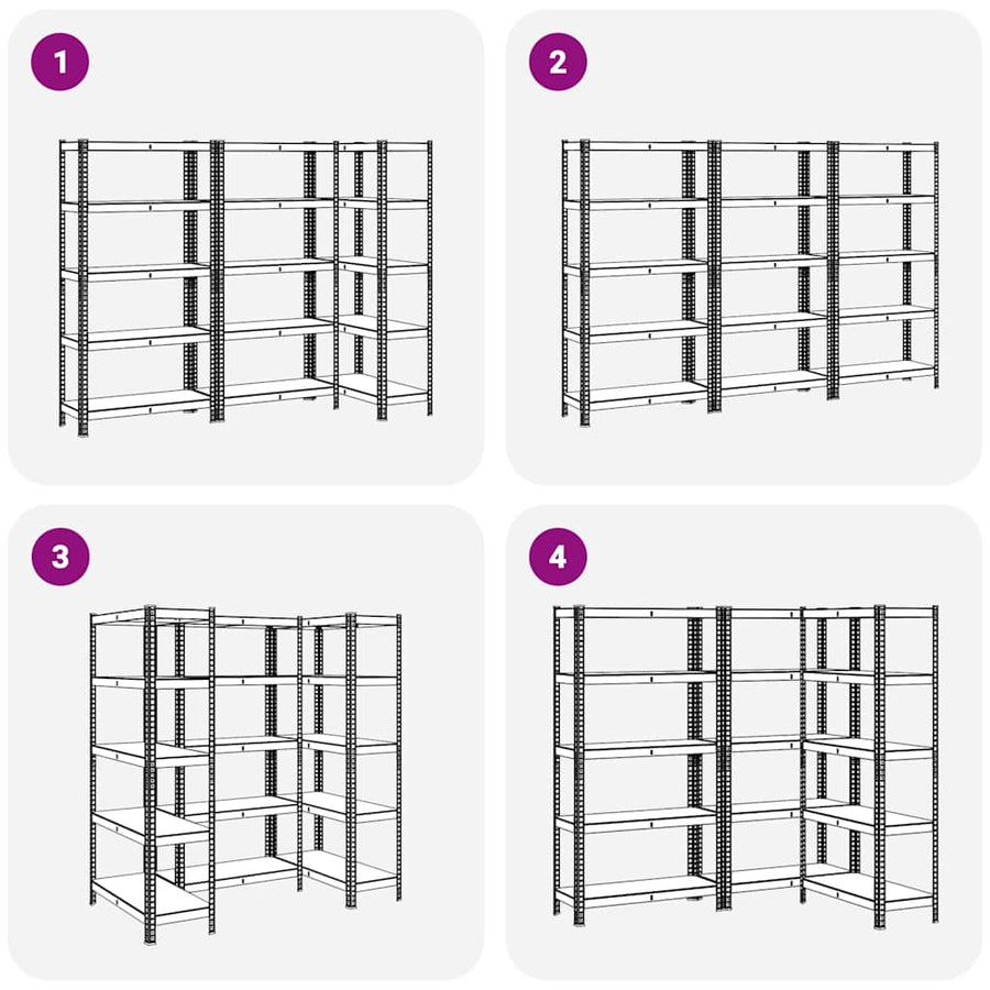 5-Layer Storage Shelves 3 pcs Anthracite Steel&Engineered Wood