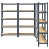 5-Layer Storage Shelves 4 pcs Anthracite Steel&Engineered Wood - Front View
