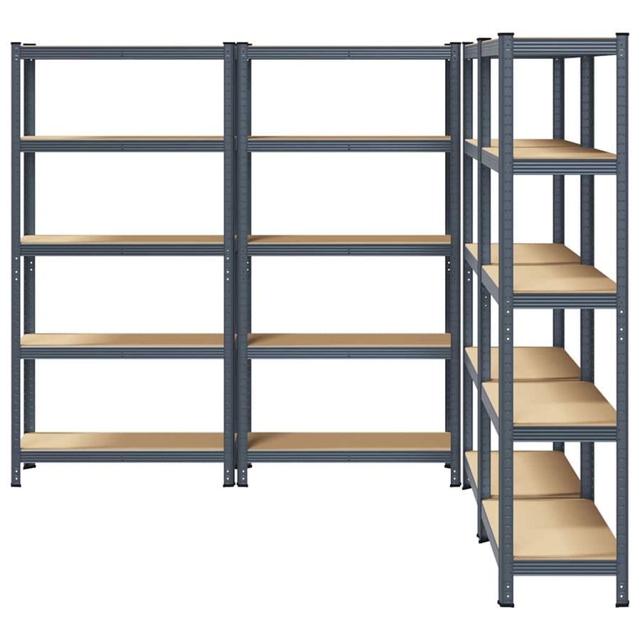 5-Layer Storage Shelves 4 pcs Anthracite Steel&Engineered Wood