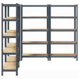 5-Layer Storage Shelves 4 pcs Anthracite Steel&Engineered Wood - Side View