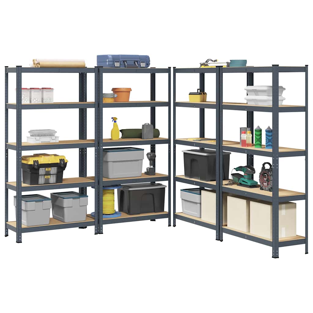 5-Layer Storage Shelves 4 pcs Anthracite Steel&Engineered Wood