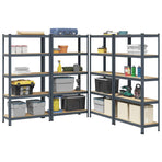 5-Layer Storage Shelves 4 pcs Anthracite Steel&Engineered Wood