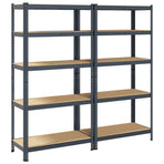 5-Layer Heavy-duty Shelves 2 pcs Anthracite Steel&Engineered Wood