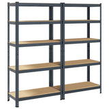5-Layer Heavy-duty Shelves 2 pcs Anthracite Steel&Engineered Wood - Front View